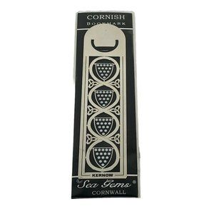 Cornish Cornwall Coat of Arms Metal Bookmark Sea Gems England Shiny Silver 5"